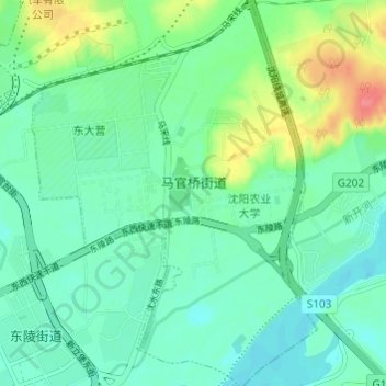 Topografische Karte 马官桥街道, Höhe, Relief