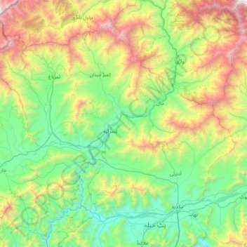 Topografische Karte District du Bas-Dir, Höhe, Relief