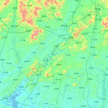 Topografische Karte Bobai County, Höhe, Relief