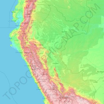 Topografische Karte Pérou, Höhe, Relief