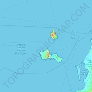 Topografische Karte Îles Égades, Höhe, Relief
