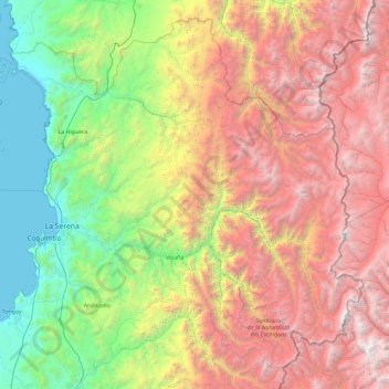 Topografische Karte Provincia de Elqui, Höhe, Relief
