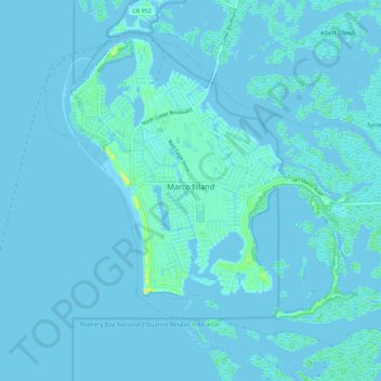 Topografische Karte Marco Island, Höhe, Relief