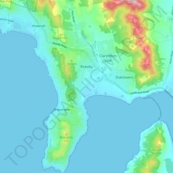 Topografische Karte Rokeby, Höhe, Relief