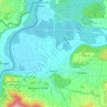 Topografische Karte Flaach, Höhe, Relief