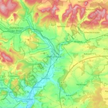 Topografische Karte Mellrichstadt, Höhe, Relief