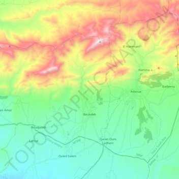 Topografische Karte Boutaleb, Höhe, Relief