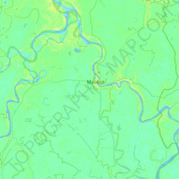Topografische Karte Maubin, Höhe, Relief
