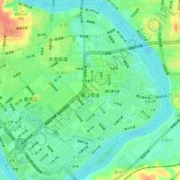 Topografische Karte 章江街道, Höhe, Relief