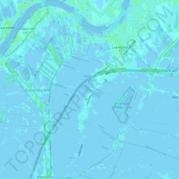 Topografische Karte Lexmond, Höhe, Relief