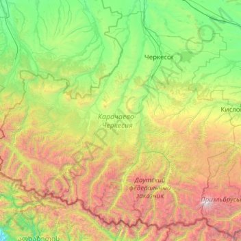 Topografische Karte Karatschai-Tscherkessien, Höhe, Relief
