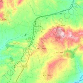 Topografische Karte Santa Ninfa, Höhe, Relief