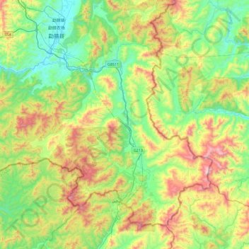 Topografische Karte Mohan, Höhe, Relief