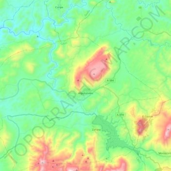Topografische Karte Algodonales, Höhe, Relief