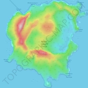 Topografische Karte Mayor Island / Tuhua, Höhe, Relief