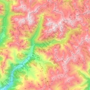 Topografische Karte la Vall de Boí, Höhe, Relief