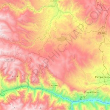 Topografische Karte Chuschi, Höhe, Relief