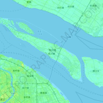 Topografische Karte 长兴镇, Höhe, Relief