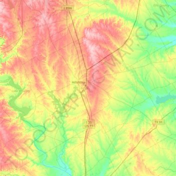Topografische Karte Hill County, Höhe, Relief
