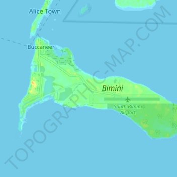 Topografische Karte South Bimini, Höhe, Relief