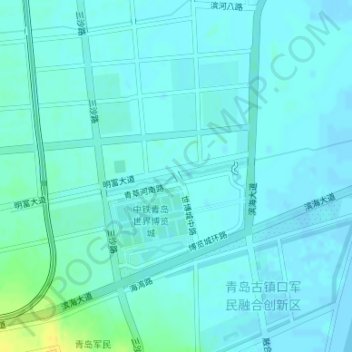 Topografische Karte 青岛古镇口军民融合创新区, Höhe, Relief
