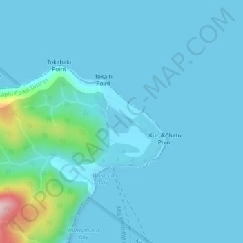 Topografische Karte Okupe Lagoon, Höhe, Relief