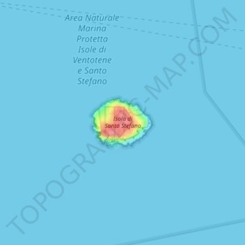 Topografische Karte Isola di Santo Stefano, Höhe, Relief