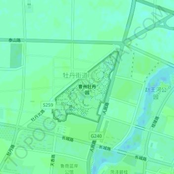 Topografische Karte 曹州牡丹园, Höhe, Relief