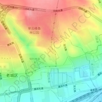 Topografische Karte 上清宫森林公园, Höhe, Relief
