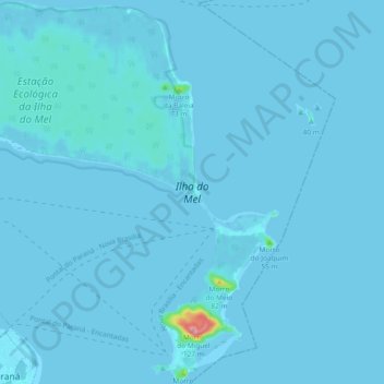 Topografische Karte Ilha do Mel, Höhe, Relief