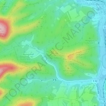 Topografische Karte Bruchweiler Falkenfels, Höhe, Relief