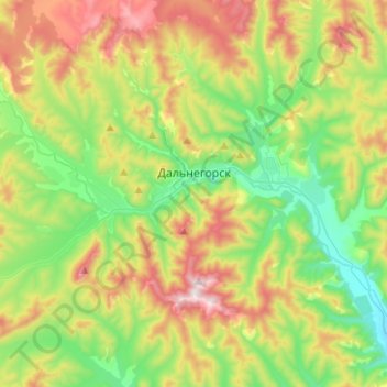 Topografische Karte Dalnegorsk, Höhe, Relief