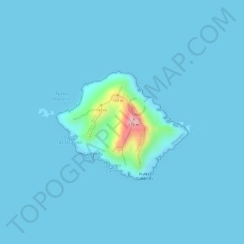 Topografische Karte Desecheo Island, Höhe, Relief
