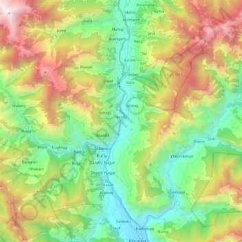 Topografische Karte Beas River, Höhe, Relief
