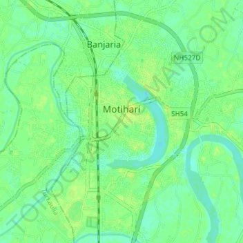 Topografische Karte Motihari, Höhe, Relief