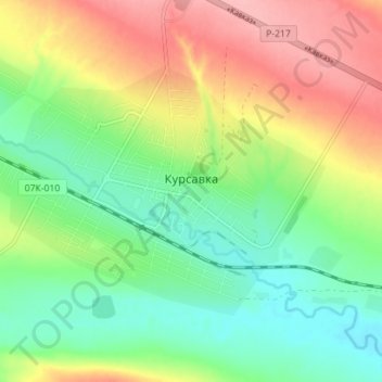 Topografische Karte Курсавка, Höhe, Relief