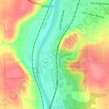 Topografische Karte Miamisburg Community Park, Höhe, Relief