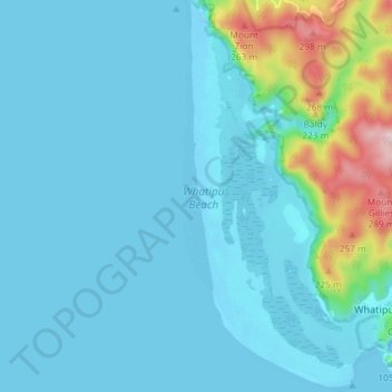 Topografische Karte Whatipu Beach, Höhe, Relief