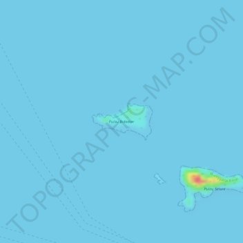 Topografische Karte Bidadari Island, Höhe, Relief