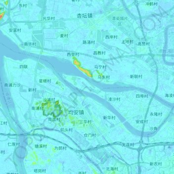 Topografische Karte 东海水道, Höhe, Relief