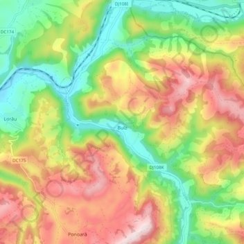 Topografische Karte Bulz, Höhe, Relief