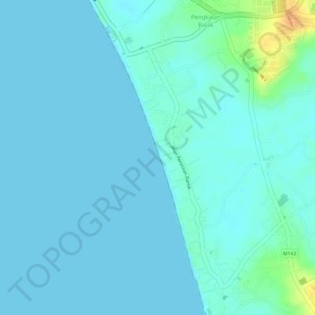 Topografische Karte Pantai Pengkalan Balak, Höhe, Relief