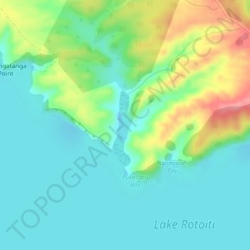 Topografische Karte Lake Te Hapua, Höhe, Relief