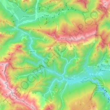 Topografische Karte Valcellina, Höhe, Relief