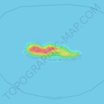 Topografische Karte Aride Island, Höhe, Relief