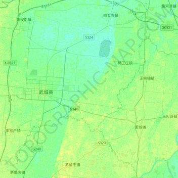 Topografische Karte 南水北调东线, Höhe, Relief
