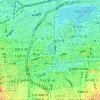 Topografische Karte 制锦市街道, Höhe, Relief