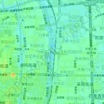 Topografische Karte 贴沙河, Höhe, Relief
