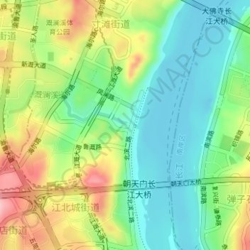 Topografische Karte 溉澜溪, Höhe, Relief