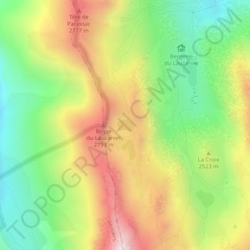 Topografische Karte Lacs des Hommes, Höhe, Relief